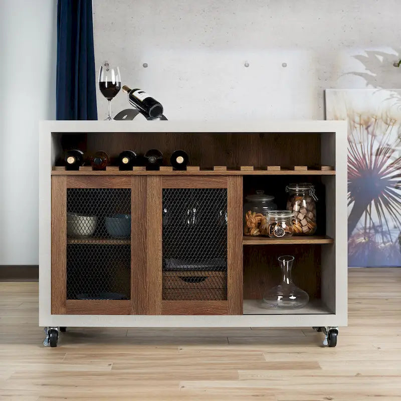 Furniture of America Sene Contemporary 4-shelf Rolling Buffet