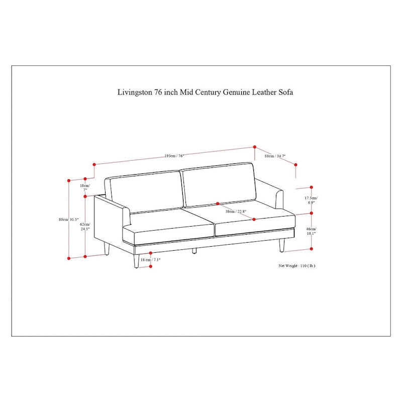 WYNDENHALL Chloris 76 inch Wide Mid-Century Modern Sofa