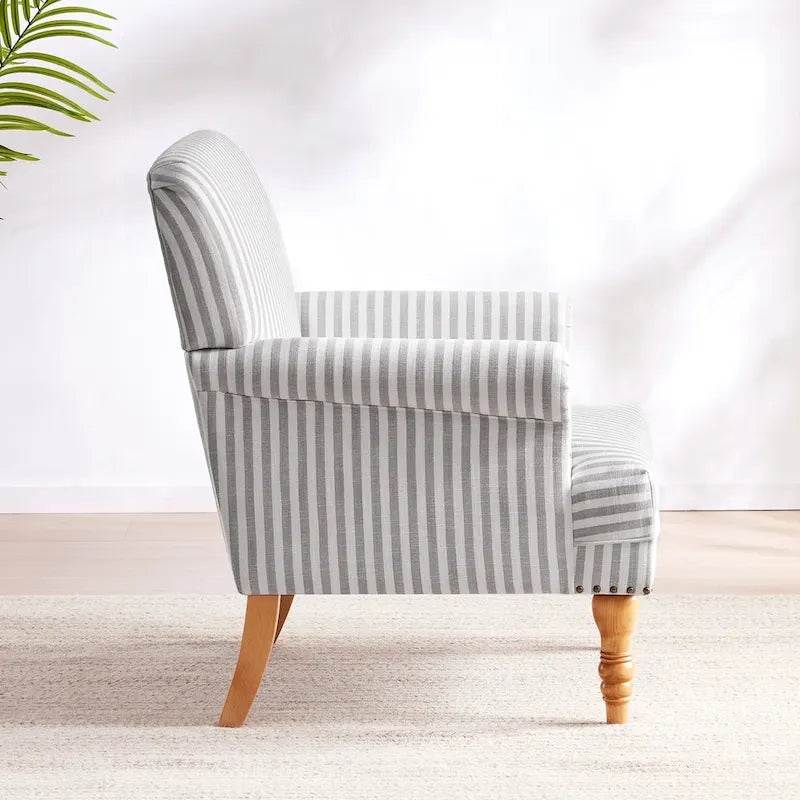 Upholstered Accent Sofa Linen Club Chair with Legs for Living Room
