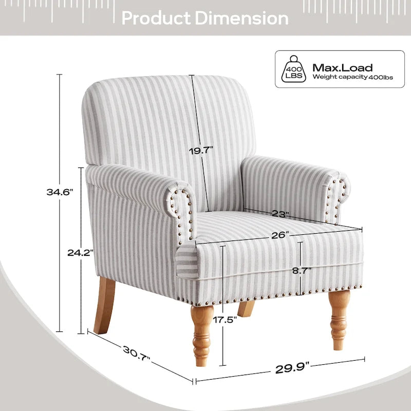 Upholstered Accent Sofa Linen Club Chair with Legs for Living Room