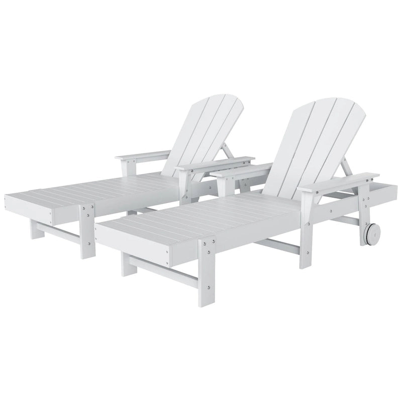 Polytrends Laguna Hdpe All Weather Outdoor Patio Pool Reclining Chaise Lounge With Arms And Wheels (Set Of 2)