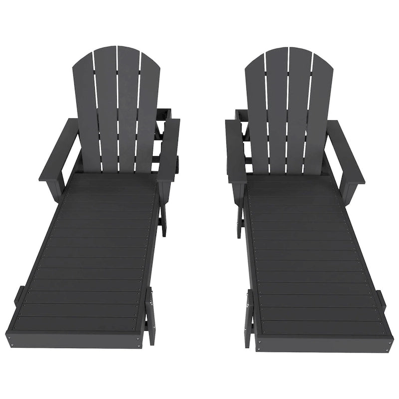Polytrends Laguna Hdpe All Weather Outdoor Patio Pool Reclining Chaise Lounge With Arms And Wheels (Set Of 2)