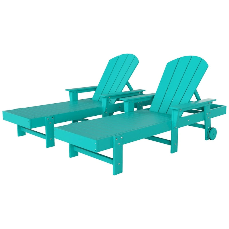 Polytrends Laguna Hdpe All Weather Outdoor Patio Pool Reclining Chaise Lounge With Arms And Wheels (Set Of 2)