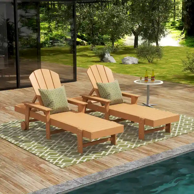 Polytrends Laguna Hdpe All Weather Outdoor Patio Pool Reclining Chaise Lounge With Arms And Wheels (Set Of 2)
