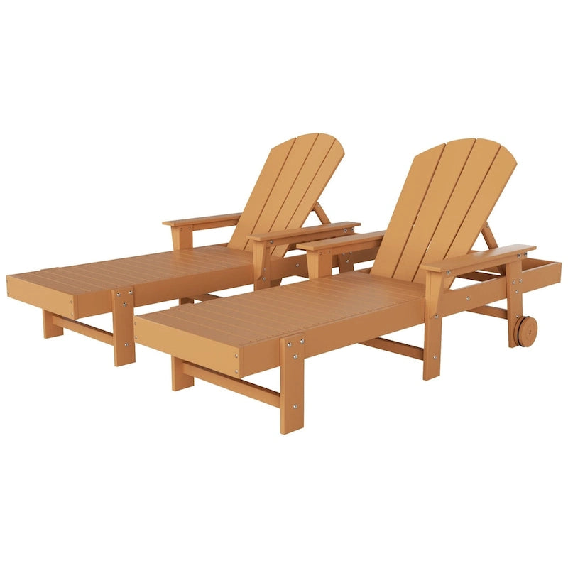 Polytrends Laguna Hdpe All Weather Outdoor Patio Pool Reclining Chaise Lounge With Arms And Wheels (Set Of 2)