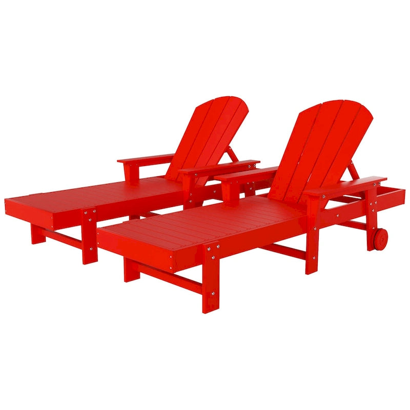 Polytrends Laguna Hdpe All Weather Outdoor Patio Pool Reclining Chaise Lounge With Arms And Wheels (Set Of 2)