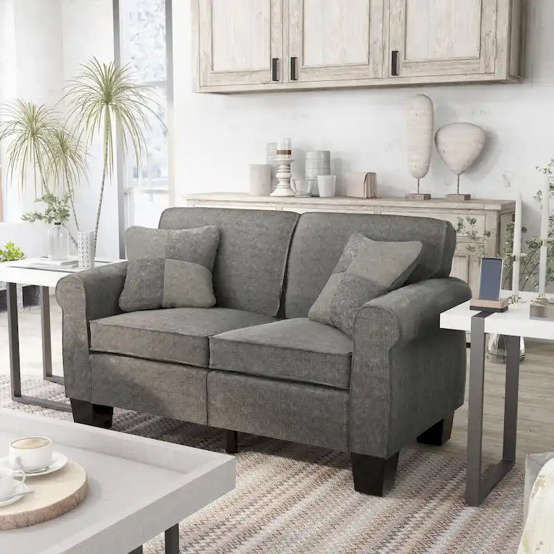 Divanetto imbottito Nele in lino contemporaneo di Furniture of America