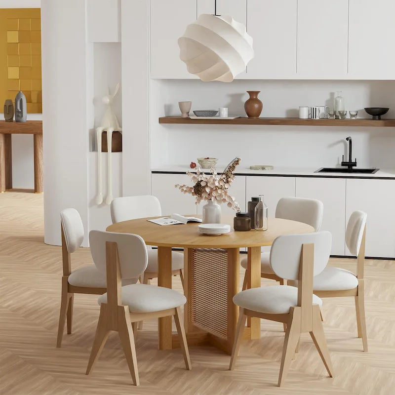 Solid Wood 52 Round Dining Table for 6 People Nordic style - 52*30