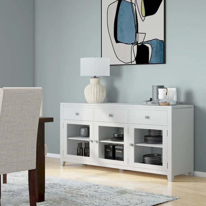 WYNDENHALL Essex SOLID WOOD 54 inch Wide Contemporary Sideboard Buffet in Mahogany - 54 inch Wide
