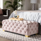 Gracewood Hollow Solanki Velvet Fabric Ottoman Bench
