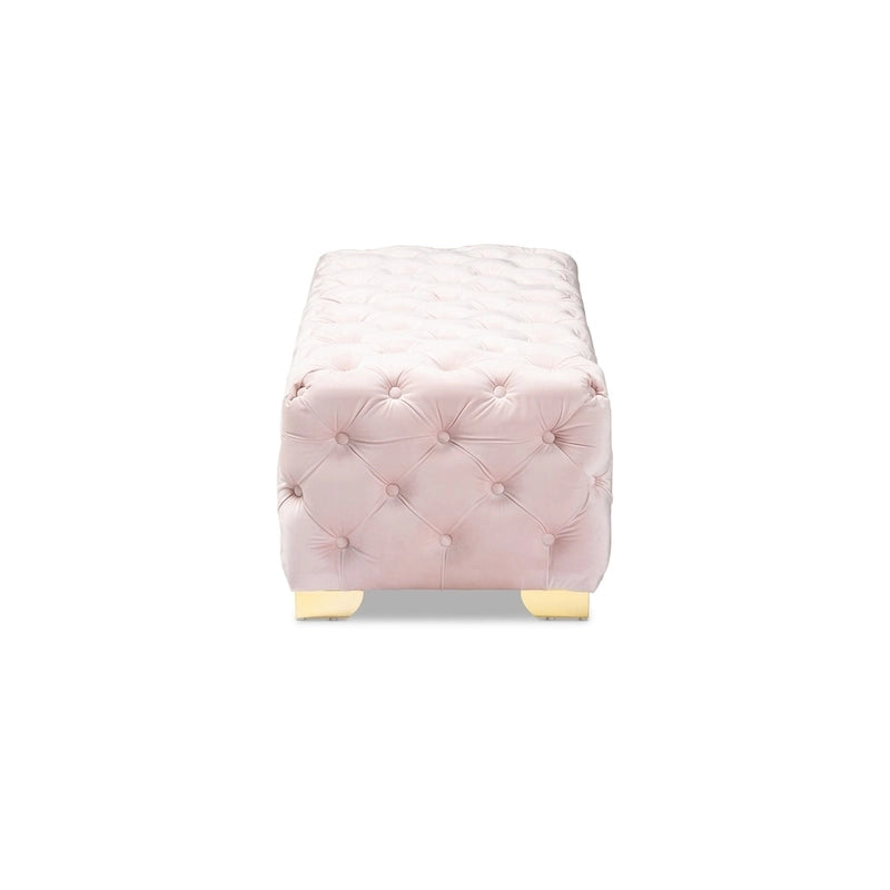 Gracewood Hollow Solanki Velvet Fabric Ottoman Bench