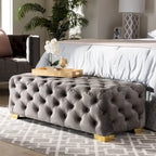 Gracewood Hollow Solanki Velvet Fabric Ottoman Bench