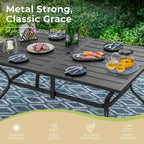MAISON ARTS Patio Dining Set 7 Piece Metal Rectangle Table and 6 Metal Chairs