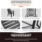 MAISON ARTS Patio Dining Set 7 Piece Metal Rectangle Table and 6 Metal Chairs