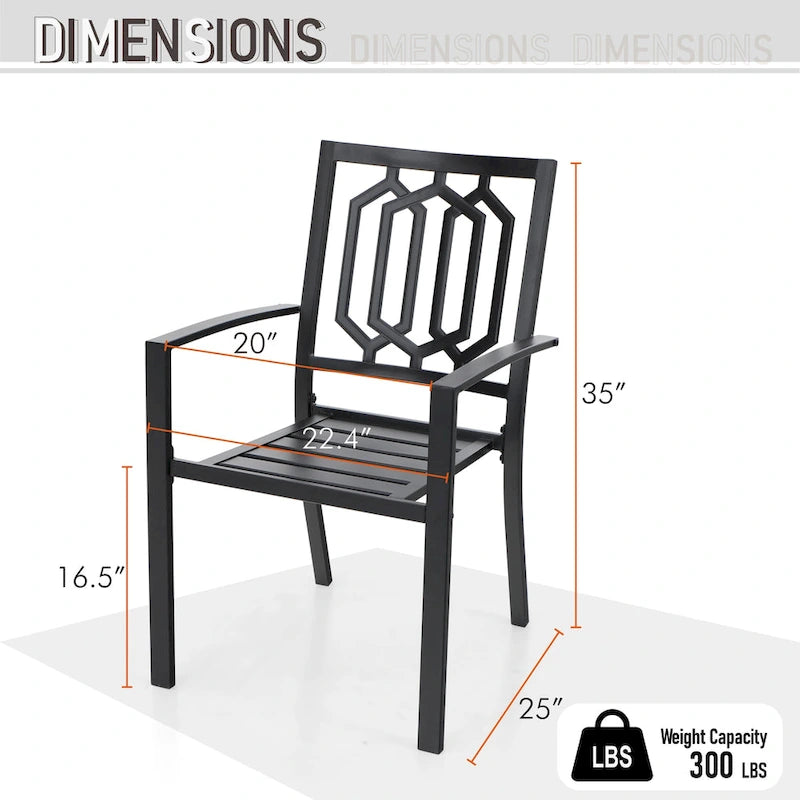 MAISON ARTS Patio Dining Set 7 Piece Metal Rectangle Table and 6 Metal Chairs