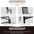 MAISON ARTS Patio Dining Set 7 Piece Metal Rectangle Table and 6 Metal Chairs