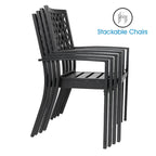 MAISON ARTS Patio Dining Set 7 Piece Metal Rectangle Table and 6 Metal Chairs