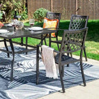 MAISON ARTS Patio Dining Set 7 Piece Metal Rectangle Table and 6 Metal Chairs