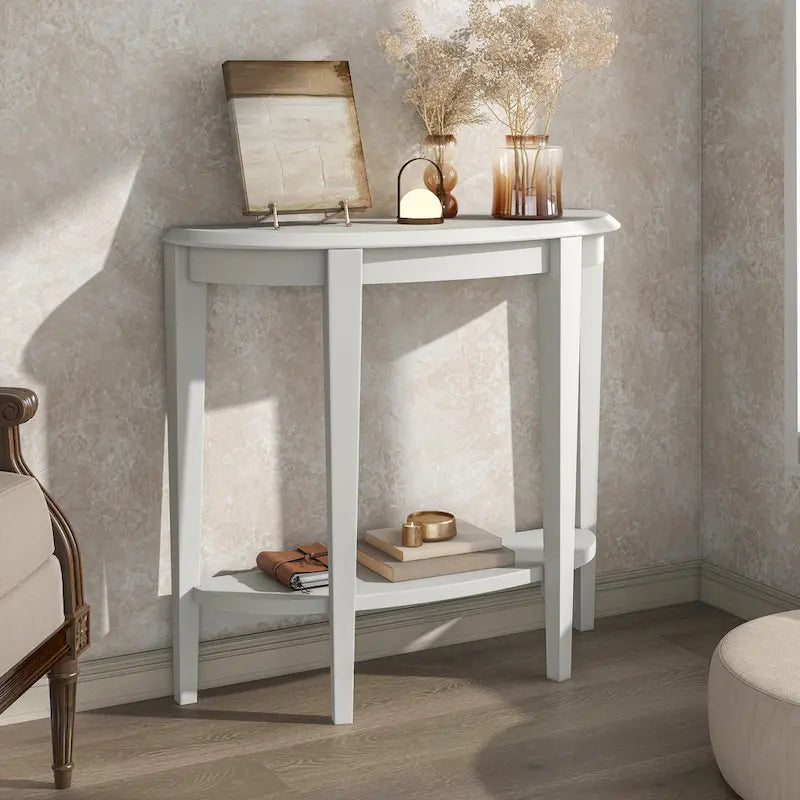 DH BASIC Contemporary Brown Decorative 1-Shelf Half-moon Console Table by Denhour