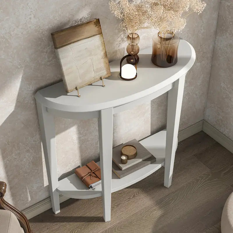 DH BASIC Contemporary Brown Decorative 1-Shelf Half-moon Console Table by Denhour
