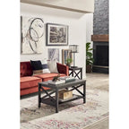 The Gray Barn Xanadu Hill X-frame Two-tier Coffee Table with Shelf