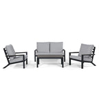 Vermont 4-Piece Aluminum Conversation Set with Slatted Faux Wood Top