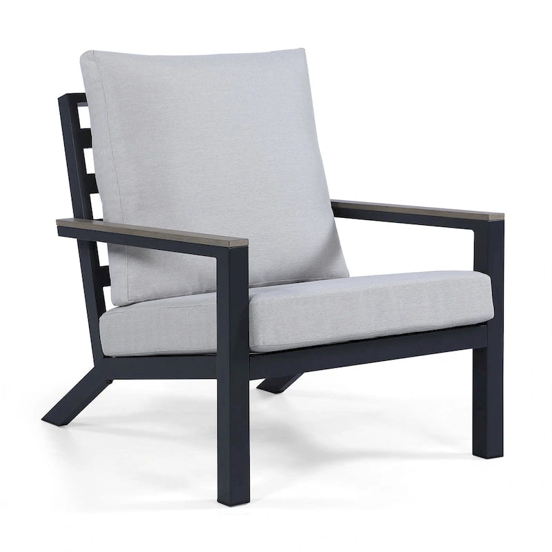 Vermont 4-Piece Aluminum Conversation Set with Slatted Faux Wood Top
