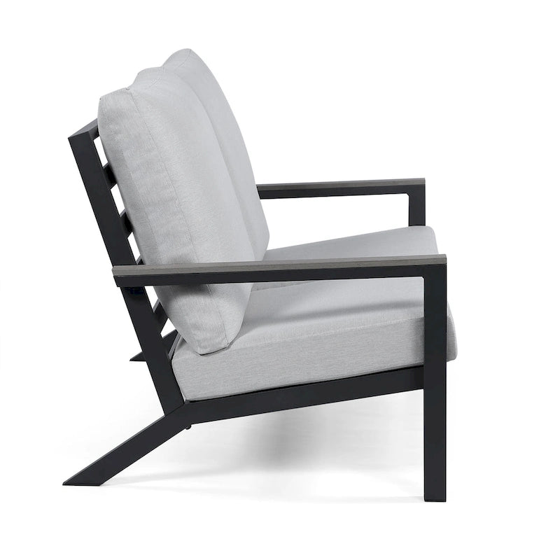 Vermont 4-Piece Aluminum Conversation Set with Slatted Faux Wood Top