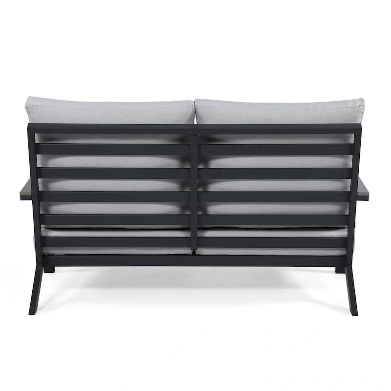 Vermont 4-Piece Aluminum Conversation Set with Slatted Faux Wood Top