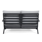 Vermont 4-Piece Aluminum Conversation Set with Slatted Faux Wood Top