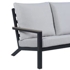 Vermont 4-Piece Aluminum Conversation Set with Slatted Faux Wood Top