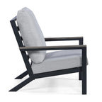 Vermont 4-Piece Aluminum Conversation Set with Slatted Faux Wood Top