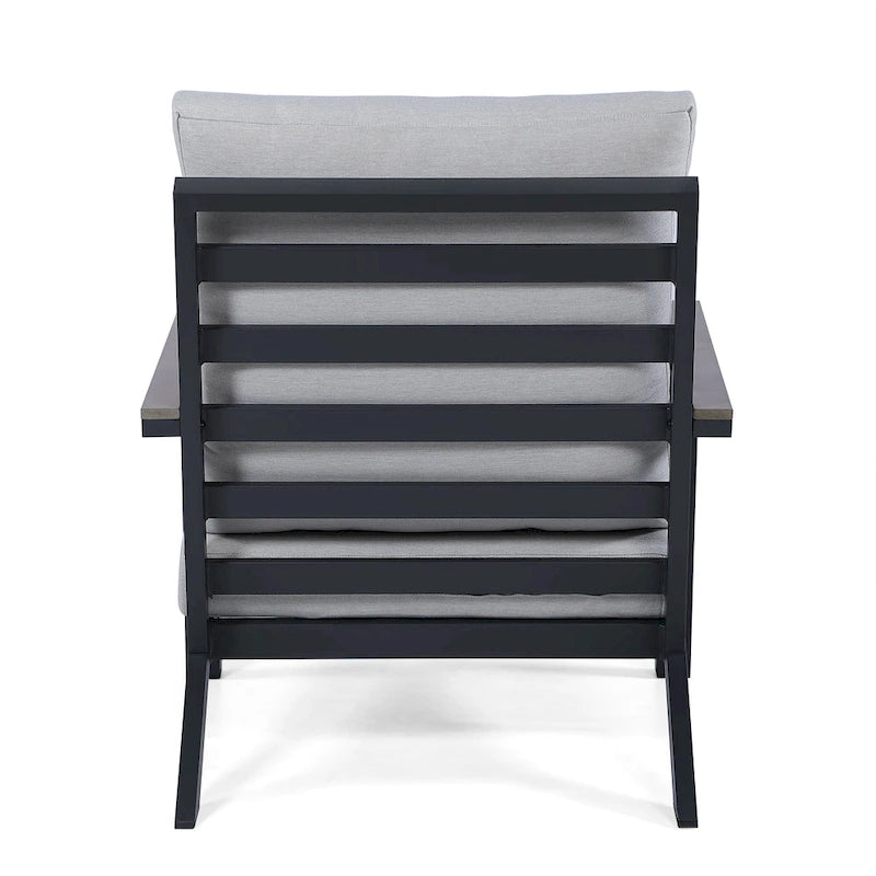 Vermont 4-Piece Aluminum Conversation Set with Slatted Faux Wood Top
