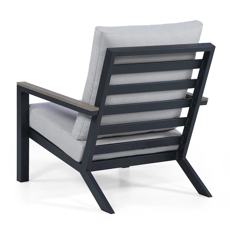 Vermont 4-Piece Aluminum Conversation Set with Slatted Faux Wood Top