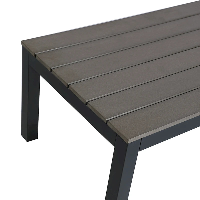 Vermont 4-Piece Aluminum Conversation Set with Slatted Faux Wood Top