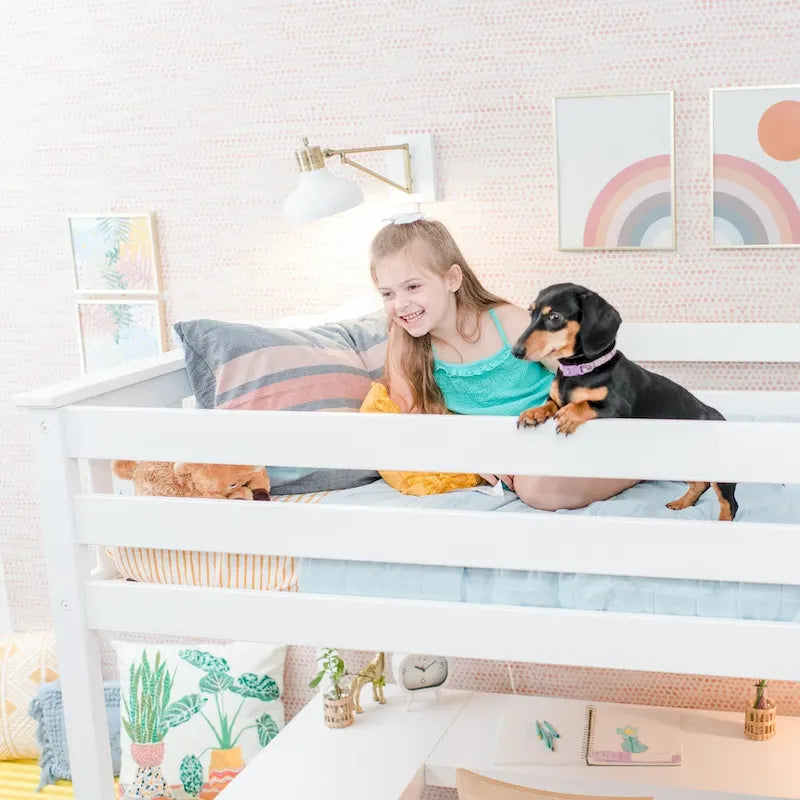 Max and Lily Letto a soppalco alto singolo con scrivania e ripiani avvolgenti
