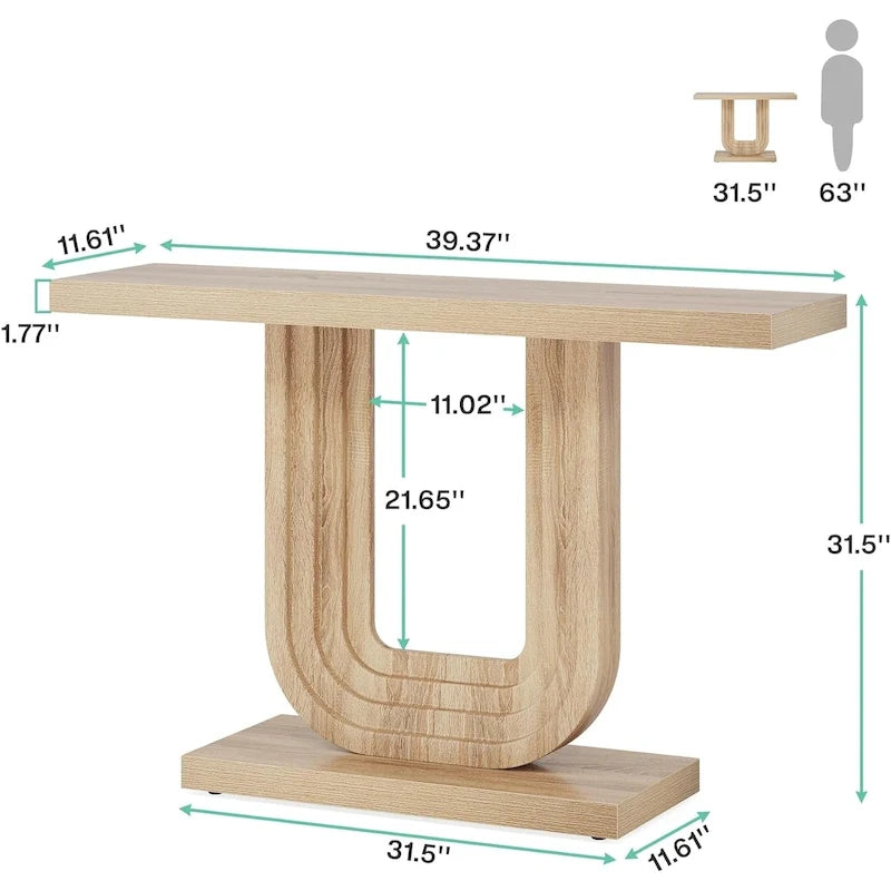 39 Wood Entryway Table with Geometric Base