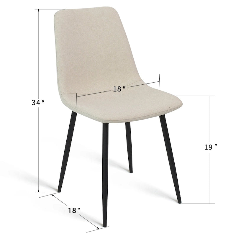 Modern Fabric Upholstered Dining Chairs (Set of 4) - 34x18x18