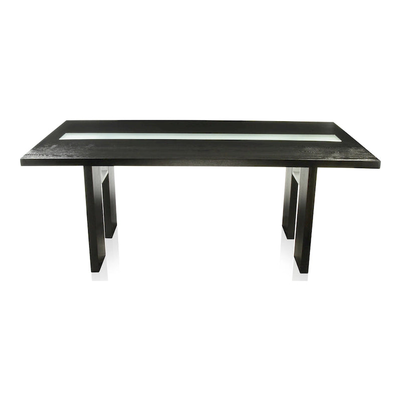 Furniture of America Lumina Contemporary 76-inch Glass Dining Table With LED
