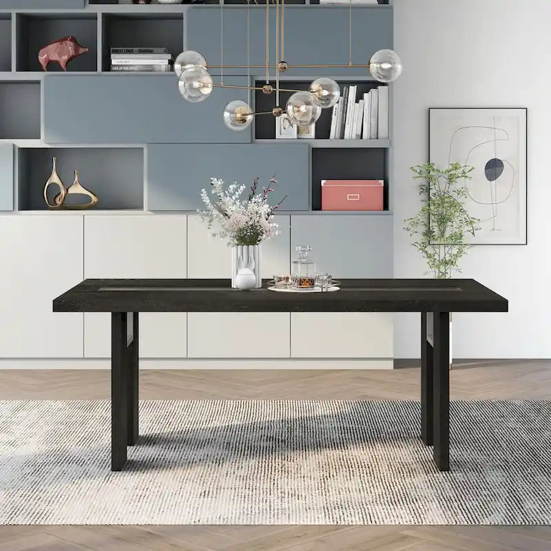 Furniture of America Lumina Contemporary 76-inch Glass Dining Table With LED