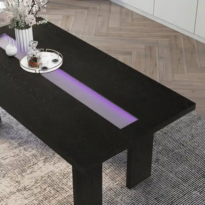 Furniture of America Lumina Contemporary 76-inch Glass Dining Table With LED