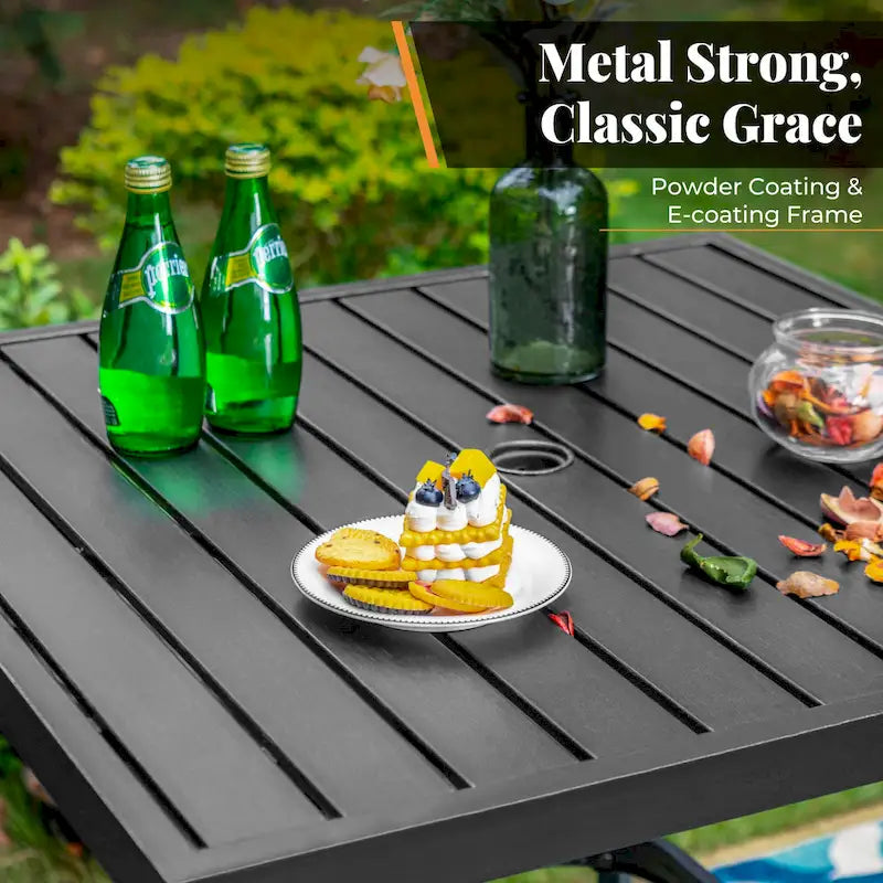 MAISONARTS 3/5-Piece Patio High Bar Stool Set Rattan Chair Back Cushioned High Bar stool & Steel High Table