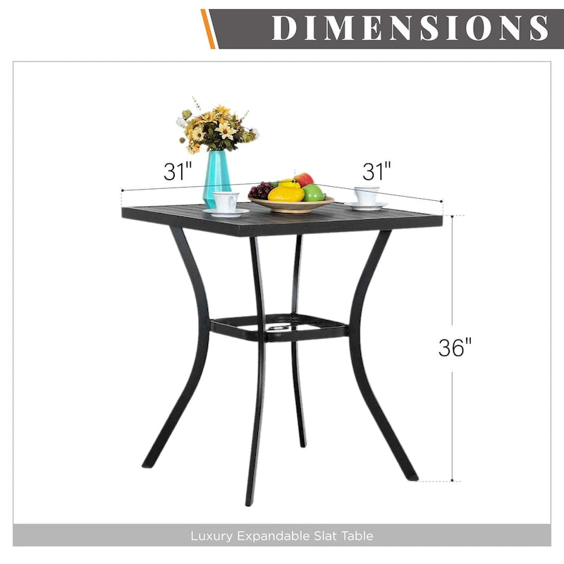 MAISONARTS 3/5-Piece Patio High Bar Stool Set Rattan Chair Back Cushioned High Bar stool & Steel High Table