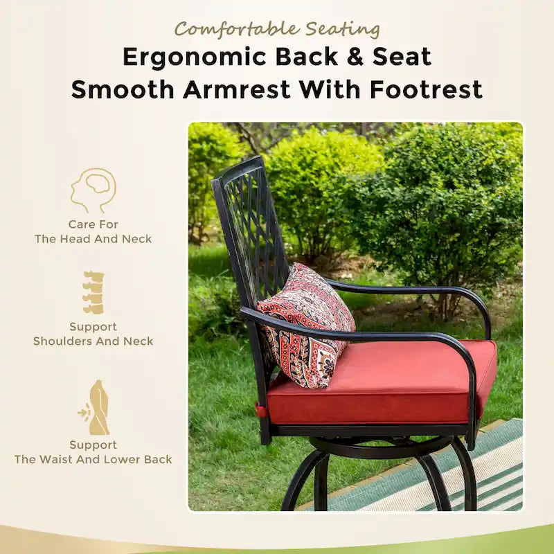 MAISONARTS 3/5-Piece Patio High Bar Stool Set Rattan Chair Back Cushioned High Bar stool & Steel High Table