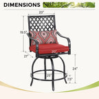 MAISONARTS 3/5-Piece Patio High Bar Stool Set Rattan Chair Back Cushioned High Bar stool & Steel High Table