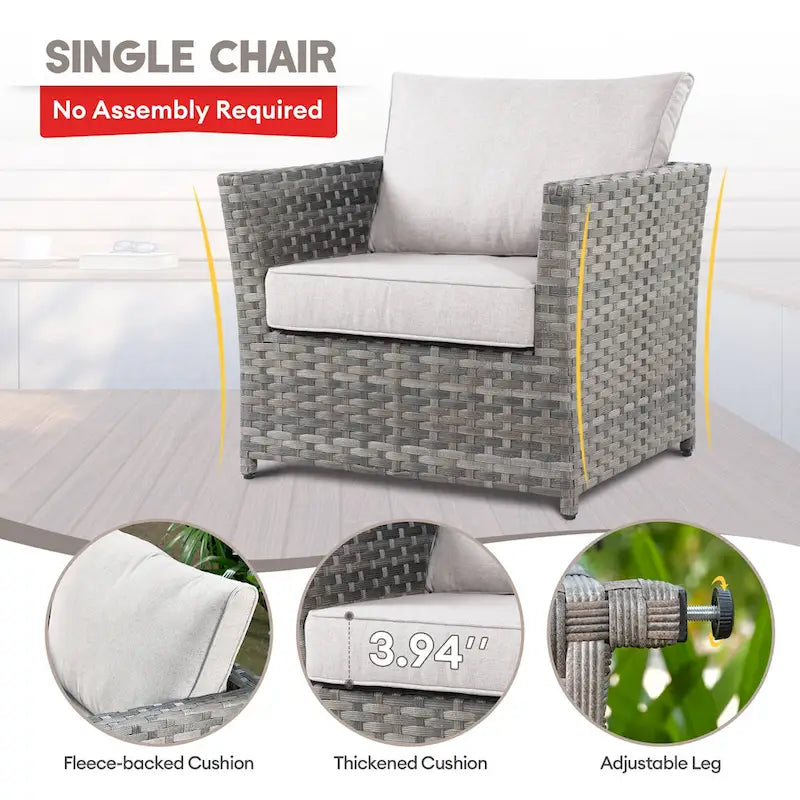 XIZZI 16-piece Outdoor Patio Wicker Furniture Sectional Set with Fire Pit