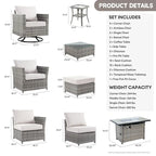 XIZZI 16-piece Outdoor Patio Wicker Furniture Sectional Set with Fire Pit