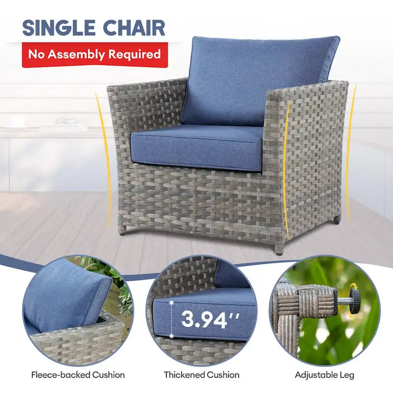 XIZZI 16-piece Outdoor Patio Wicker Furniture Sectional Set with Fire Pit