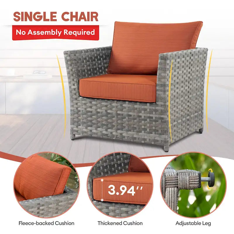XIZZI 16-piece Outdoor Patio Wicker Furniture Sectional Set with Fire Pit