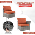 XIZZI 16-piece Outdoor Patio Wicker Furniture Sectional Set with Fire Pit